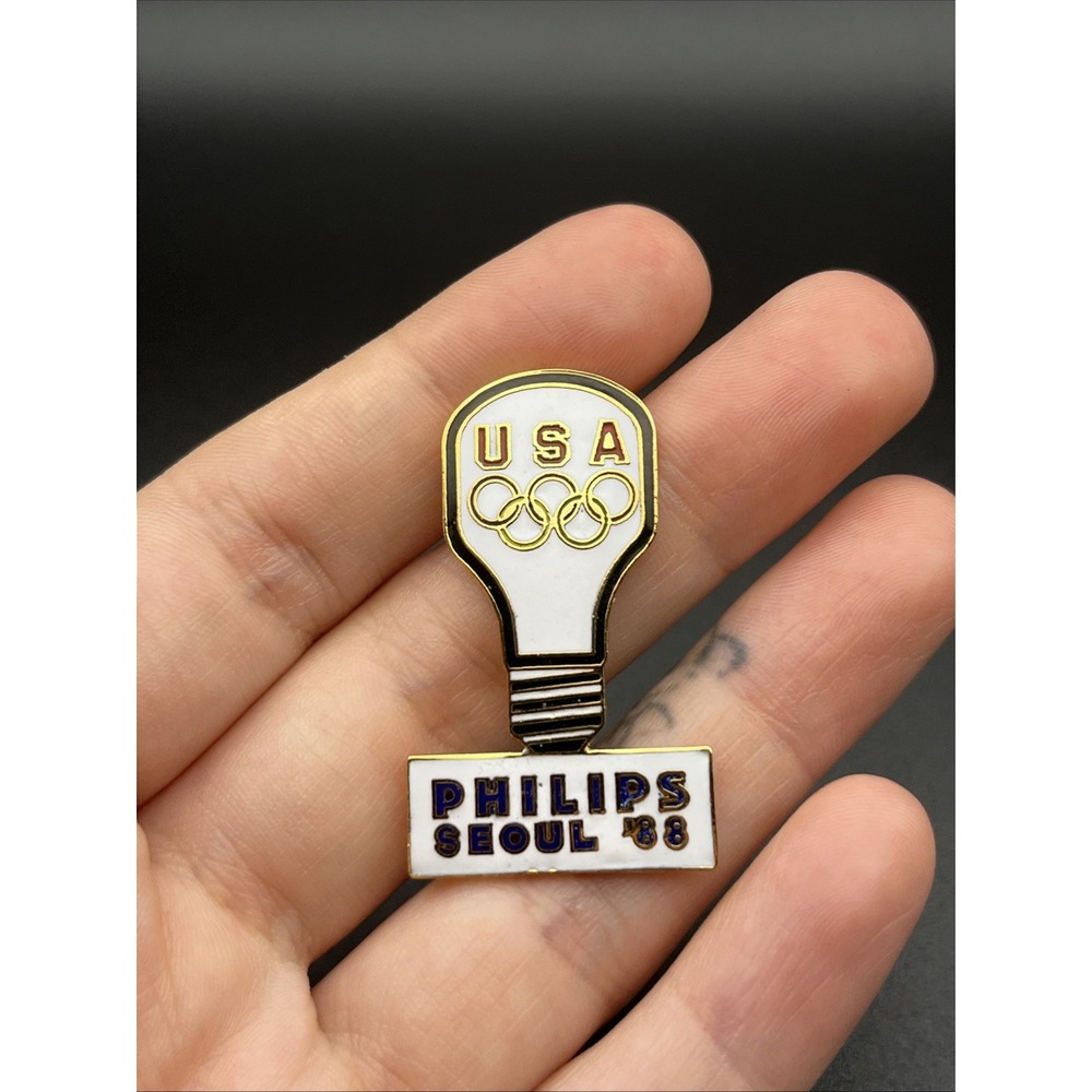 1988 Seoul Olympics Team USA Philips‎ Light Bulb Lapel Hat Pin